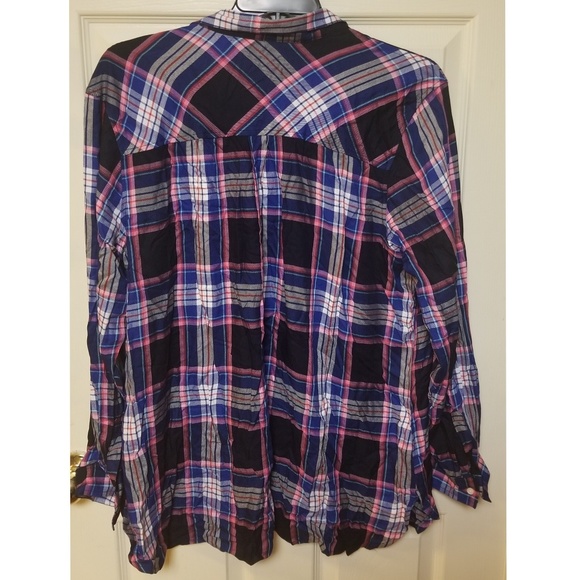 HP ❤ NWT XXL Old Navy Button Down Plaid Blouse - Picture 2 of 4
